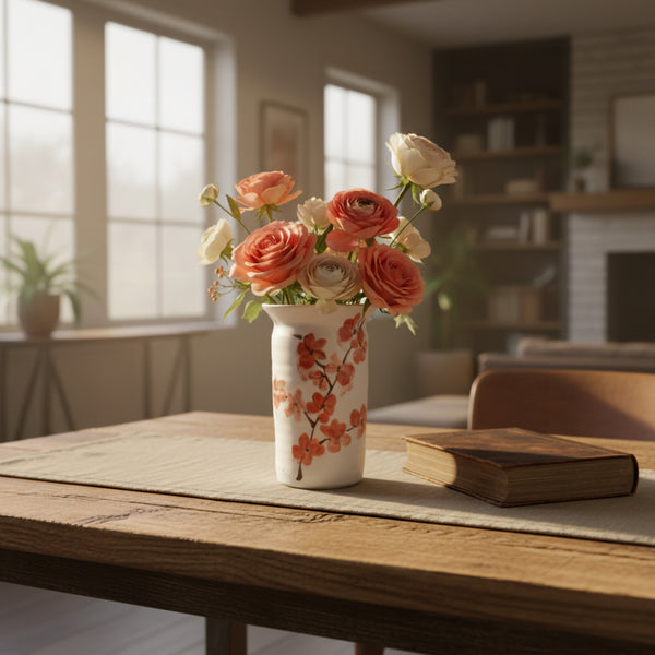 Large Cylindrical Cherry Blossom Vase