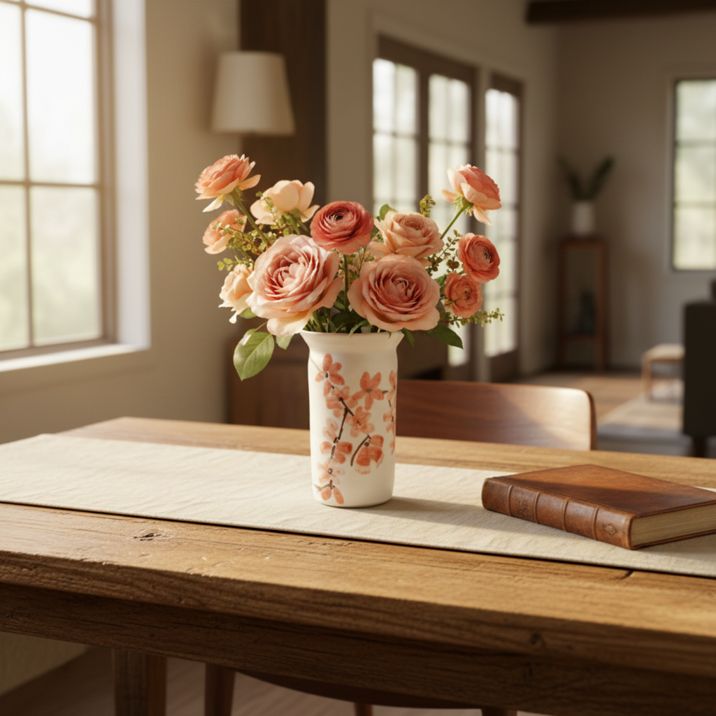 Small Cylindrical Cherry Blossom Vase