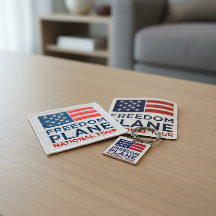 Freedom Plane Patch, Sticker, Keychain Bundle