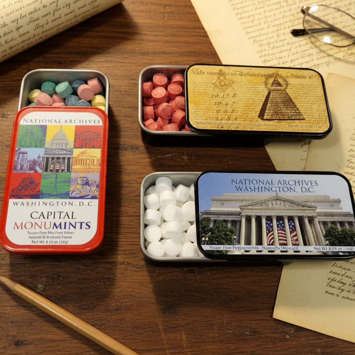 mintページ Set of Mints in Tin - Cinnamon, Peppermint, Sour Fruit
