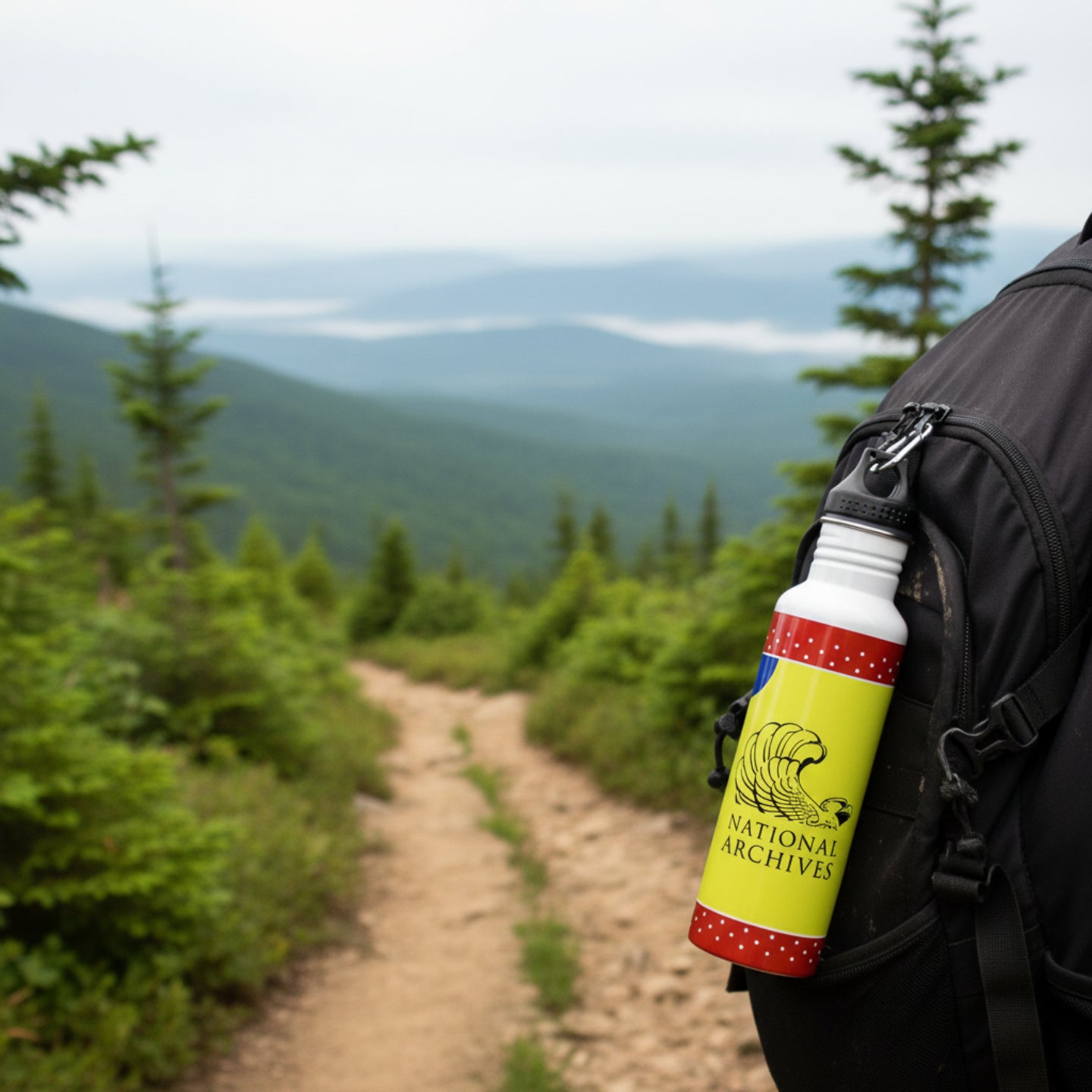 Rosie We Can Do It Water Bottle with Carabiner