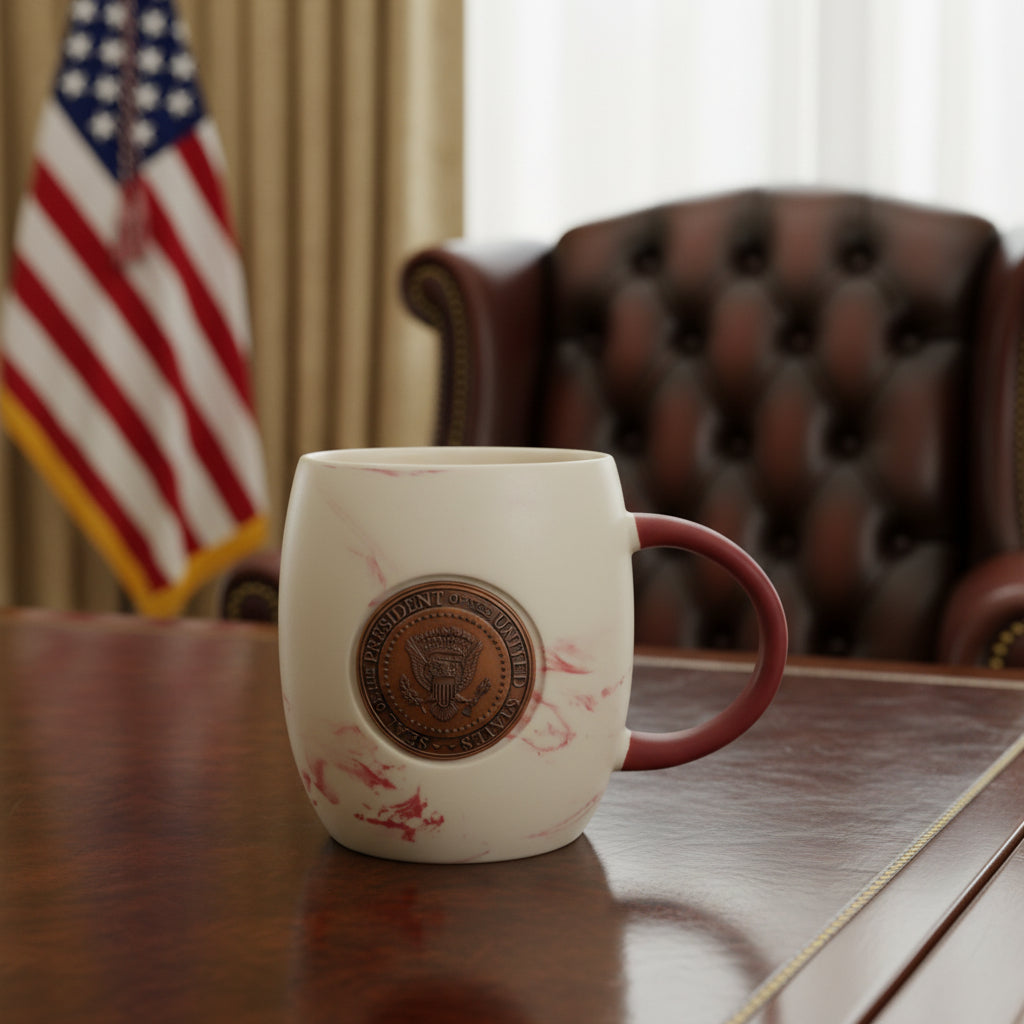 Red Marble Look Presidential Seal Mug