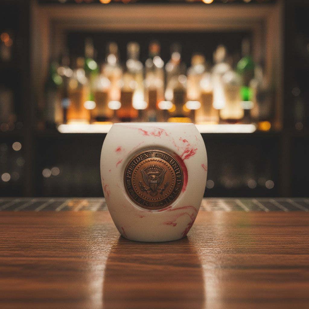 Red Marble Look Presidential Seal Shot Glass