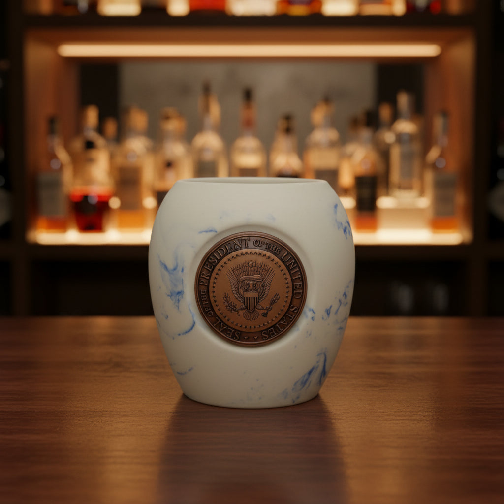 Blue Marble Look Presidential Seal Shot Glass
