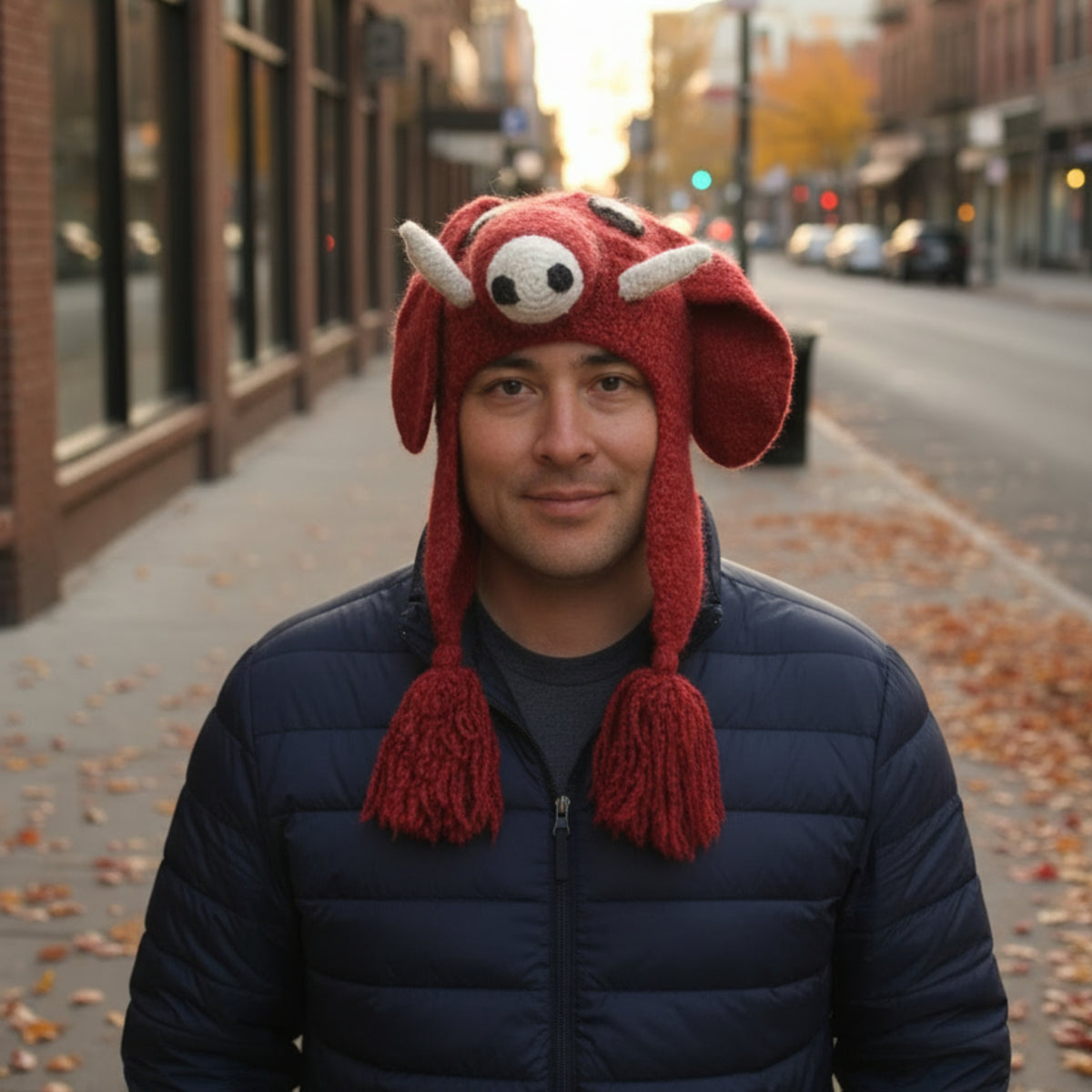 Red Elephant Earflap Hat