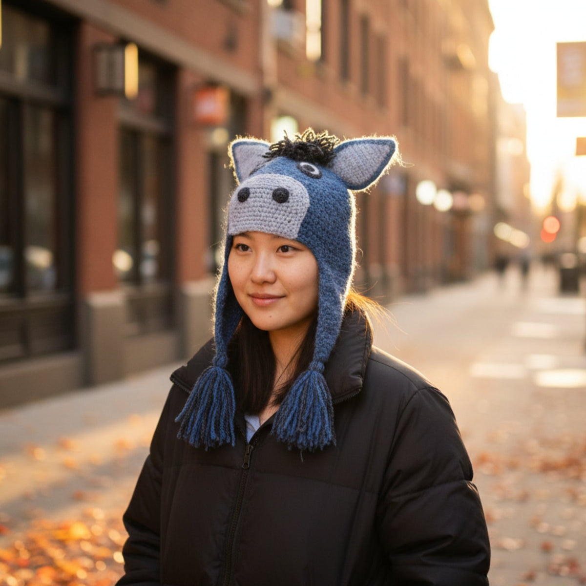 Blue Donkey Earflap Hat
