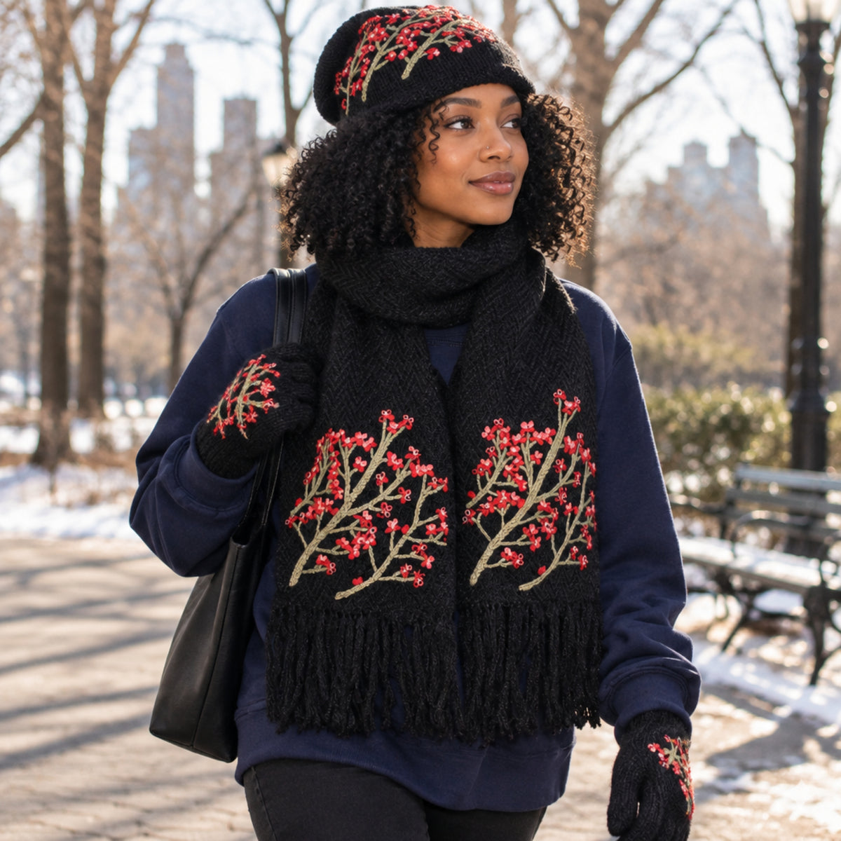 Handknit Black Cherry Blossom Bundle