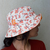 Cherry Blossom Bucket Hat with Cream White Background