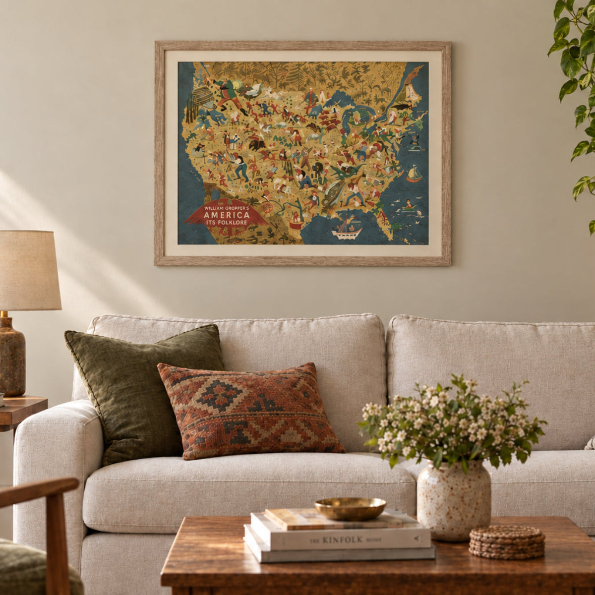Framed 1946 United States Folklore Map