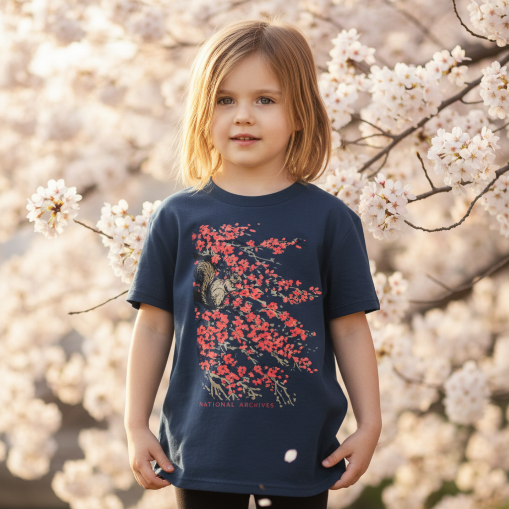 Kids Cherry Blossom T-Shirt Navy