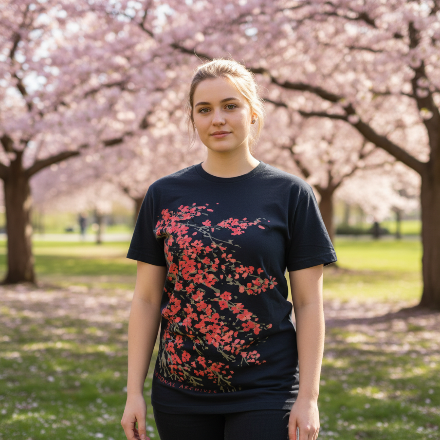 Navy Blue Cherry Blossom T-Shirt