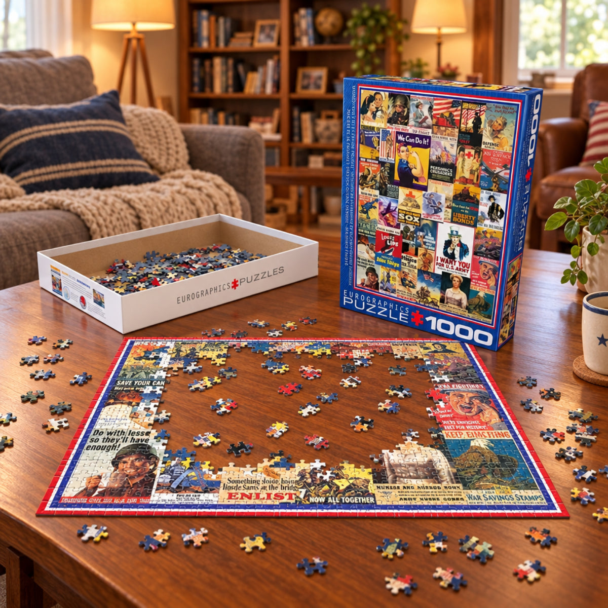 World War I and II Poster Collage Puzzle 1,000 Pieces