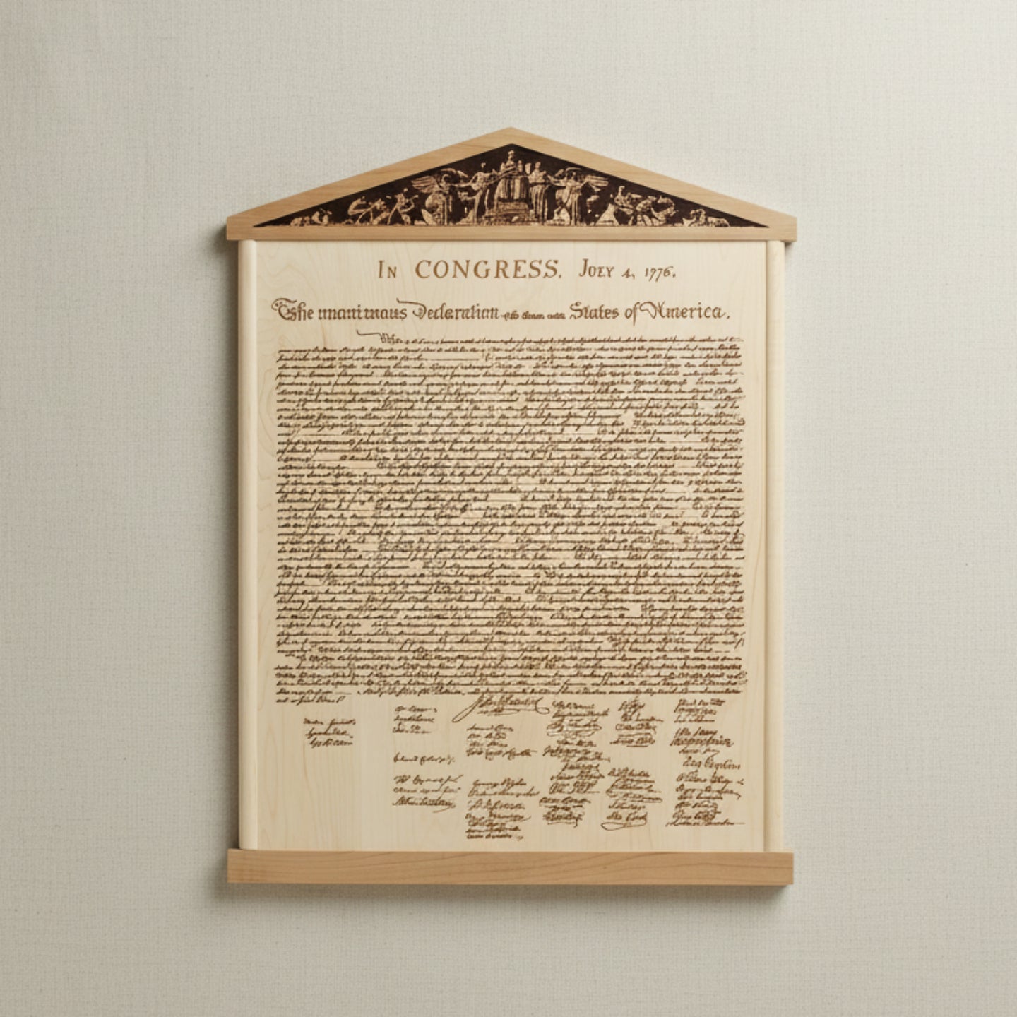 Laser-Etched Wooden Declaration of Independence