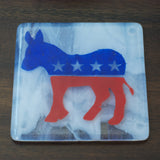 Democrat Donkey Fused Glass Coaster