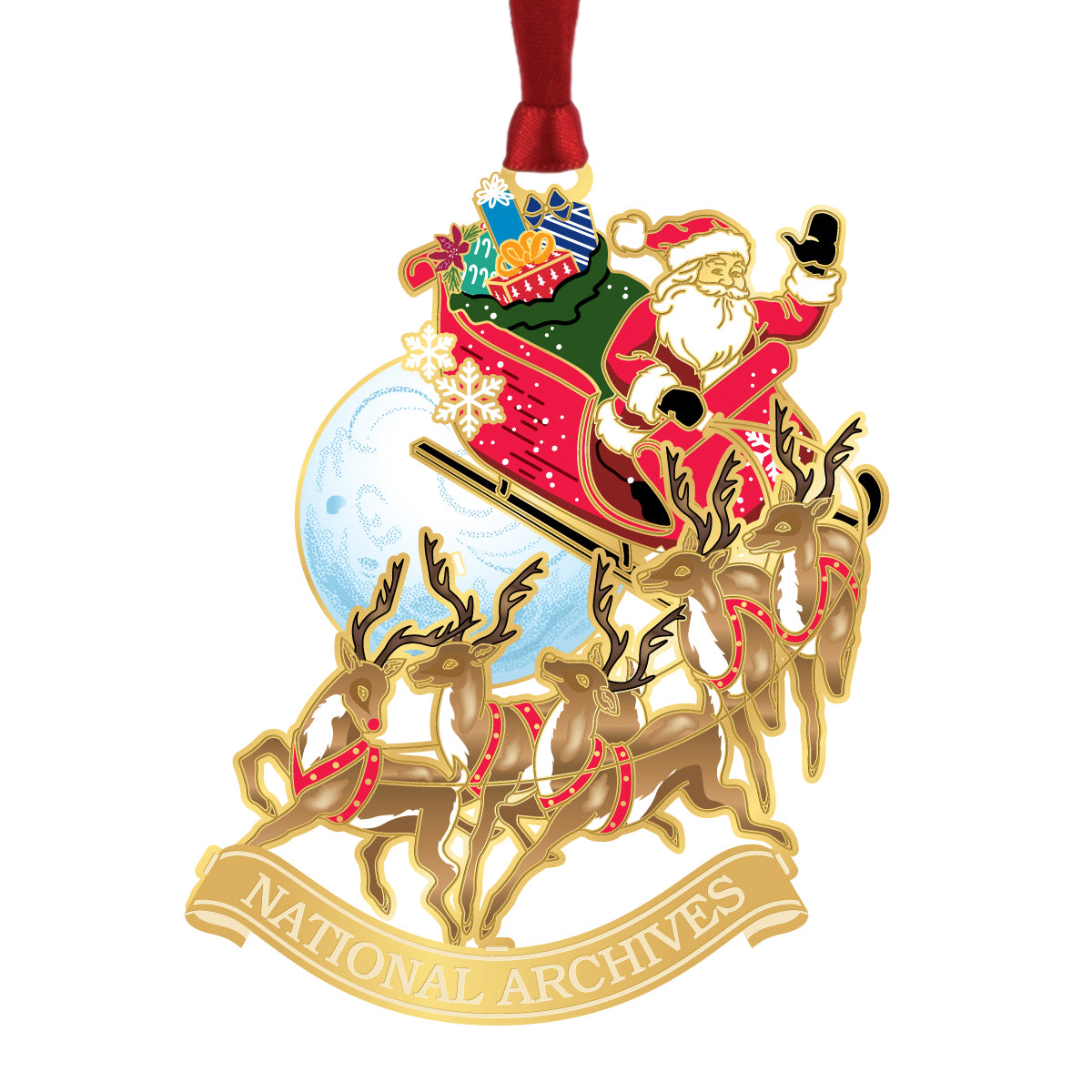 Santa on Sleigh Ornament