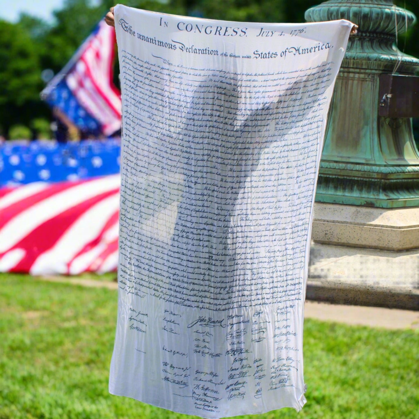 Blue Script Declaration of Independence Scarf 250th Anniversary Edition