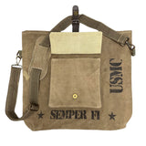 US Marine Corps Recycled Military Tent Text Crossbody