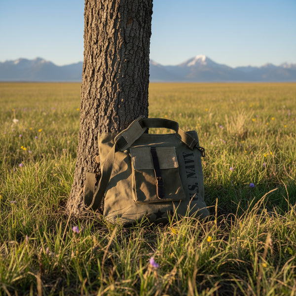US Navy Text Recycled Military Tent Crossbody