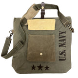 US Navy Text Recycled Military Tent Crossbody