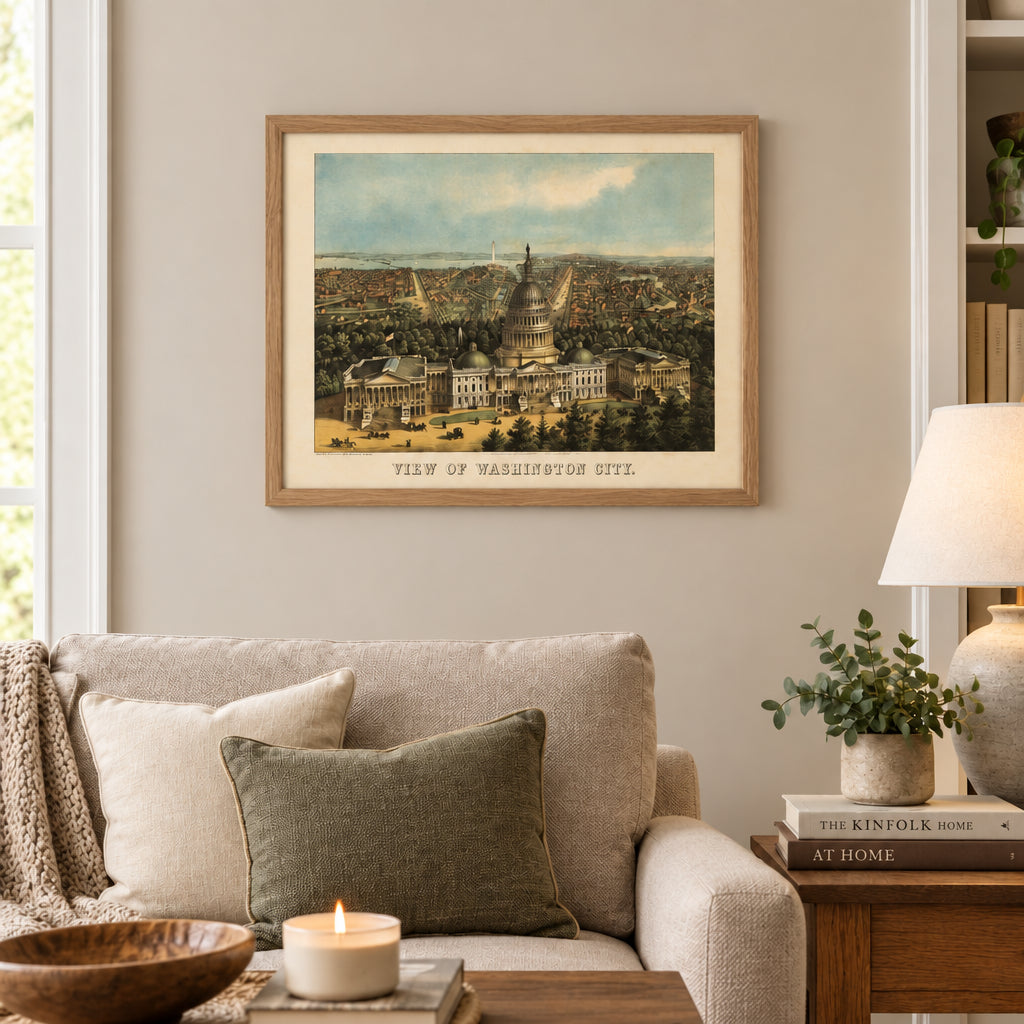 Framed 1871 Bird's Eye View of Washington, D.C. - Made to Order