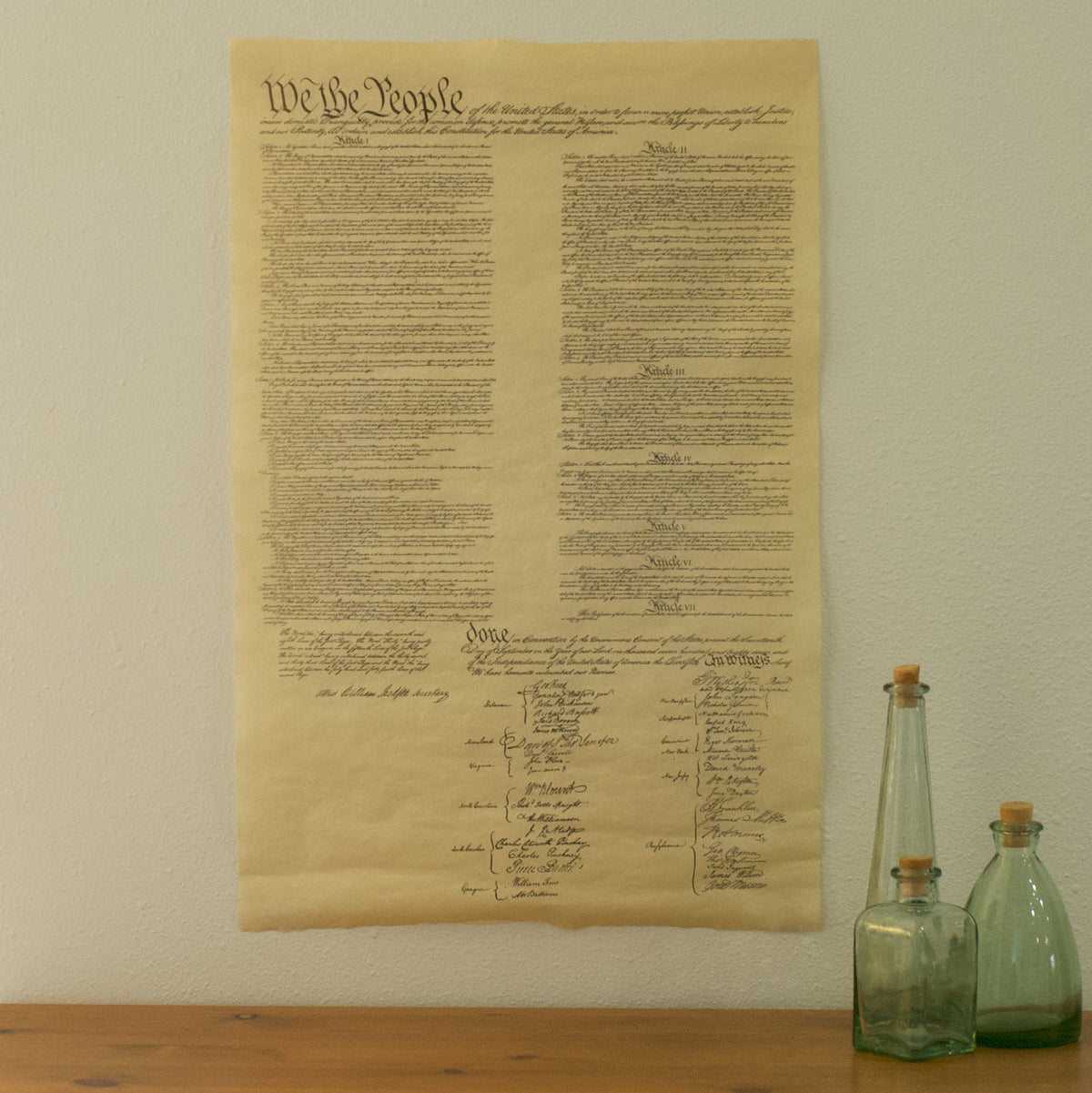 U.S. Constitution Poster Single Page Small Size Replica - Made in the