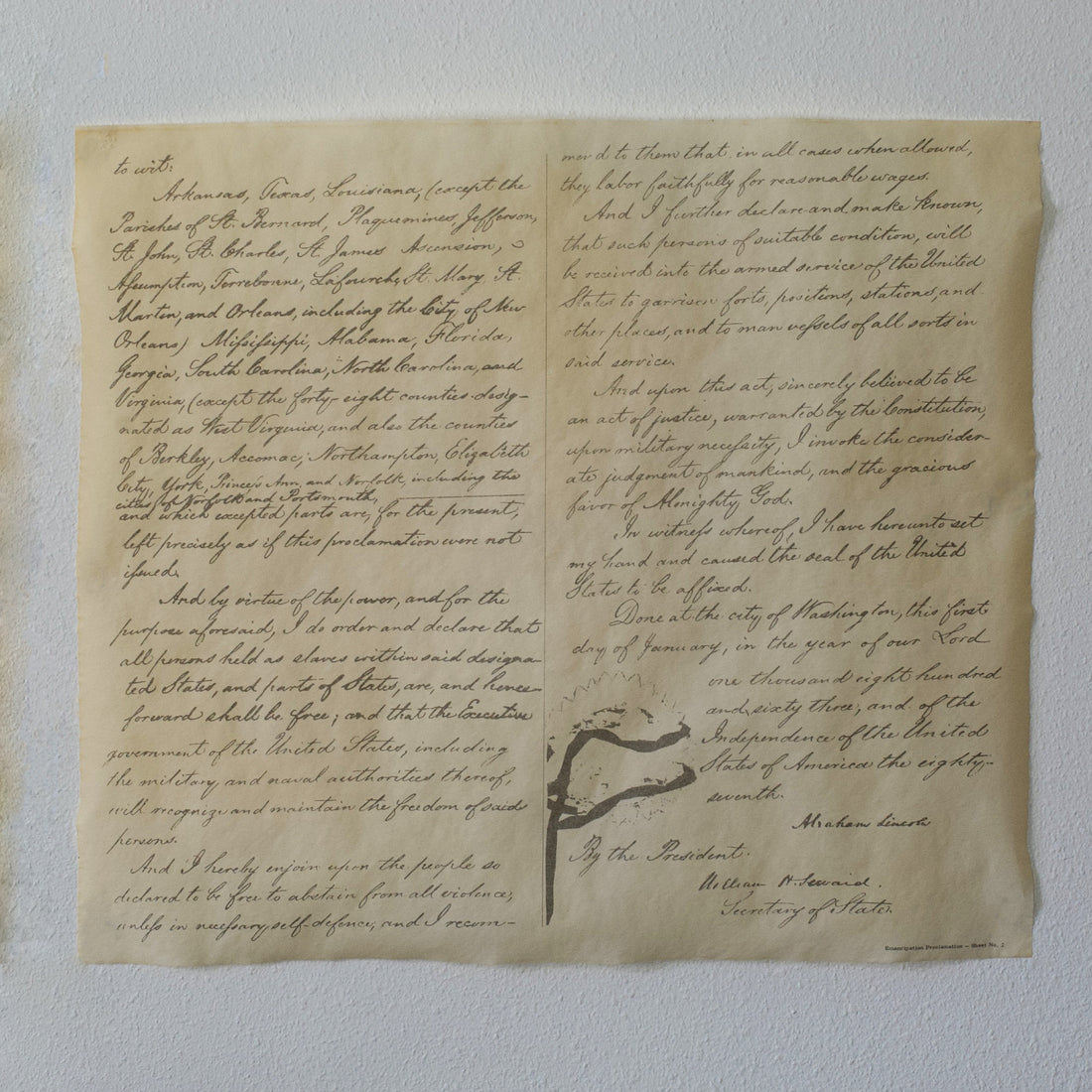 Emancipation Proclamation Replica: Small Size Tube Document - Made in