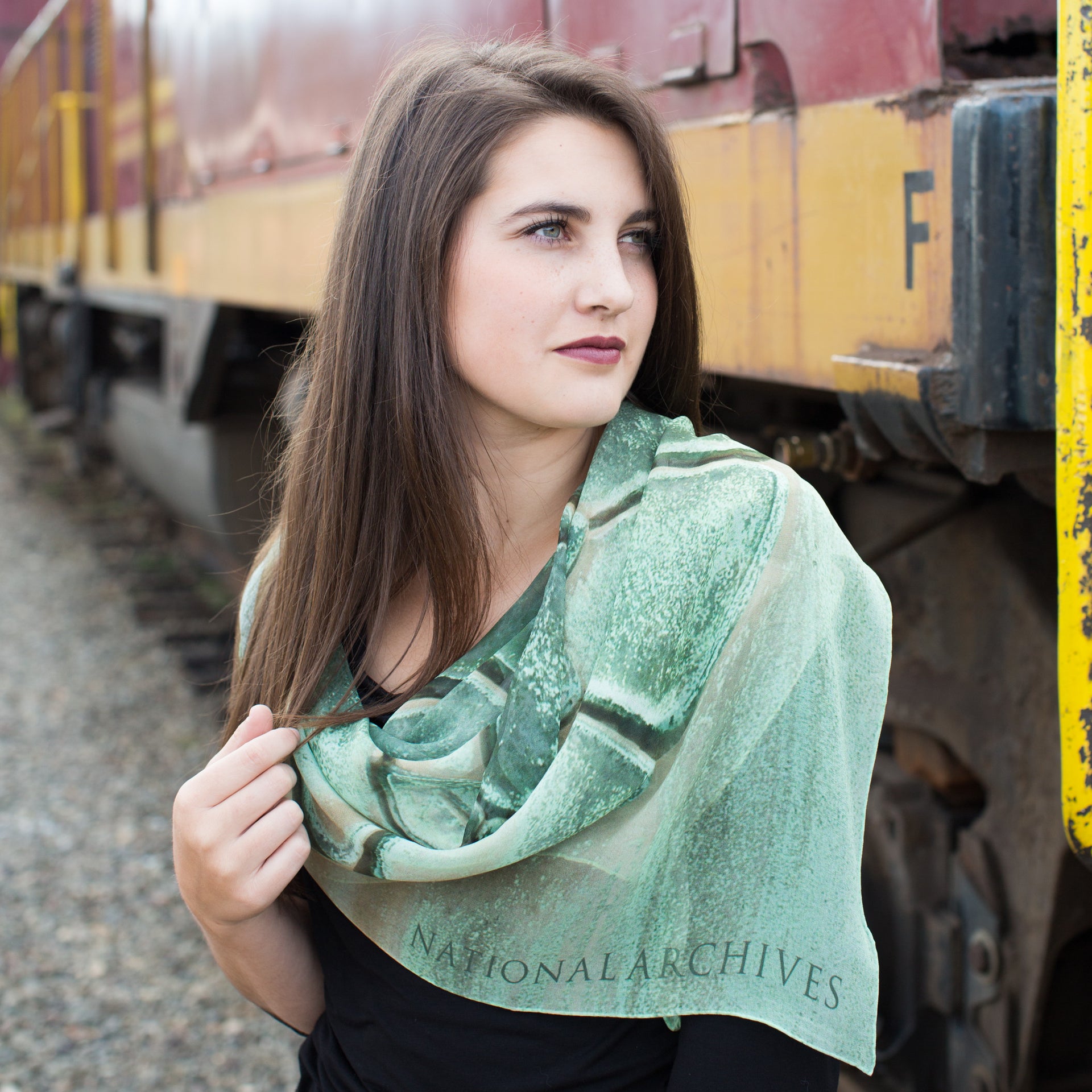 Flagpole Rosette Detail Silk Scarf