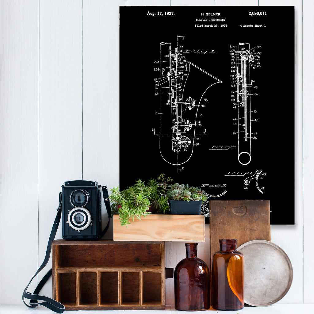 Saxophone Canvas Patent Print