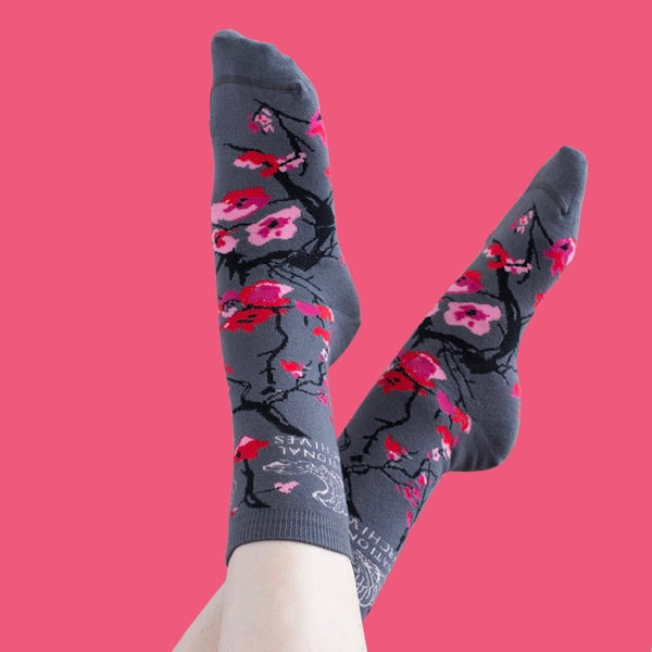 Cherry Blossom Rose Art Socks
