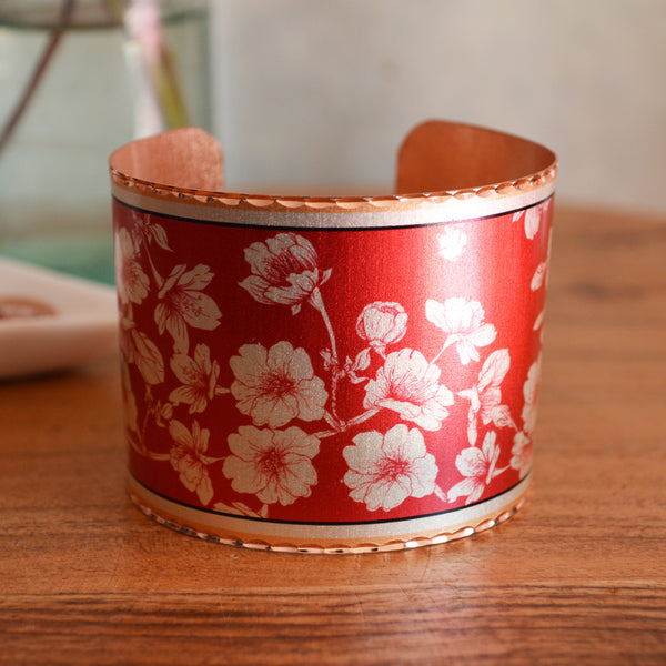 Red Cherry Blossom Cuff