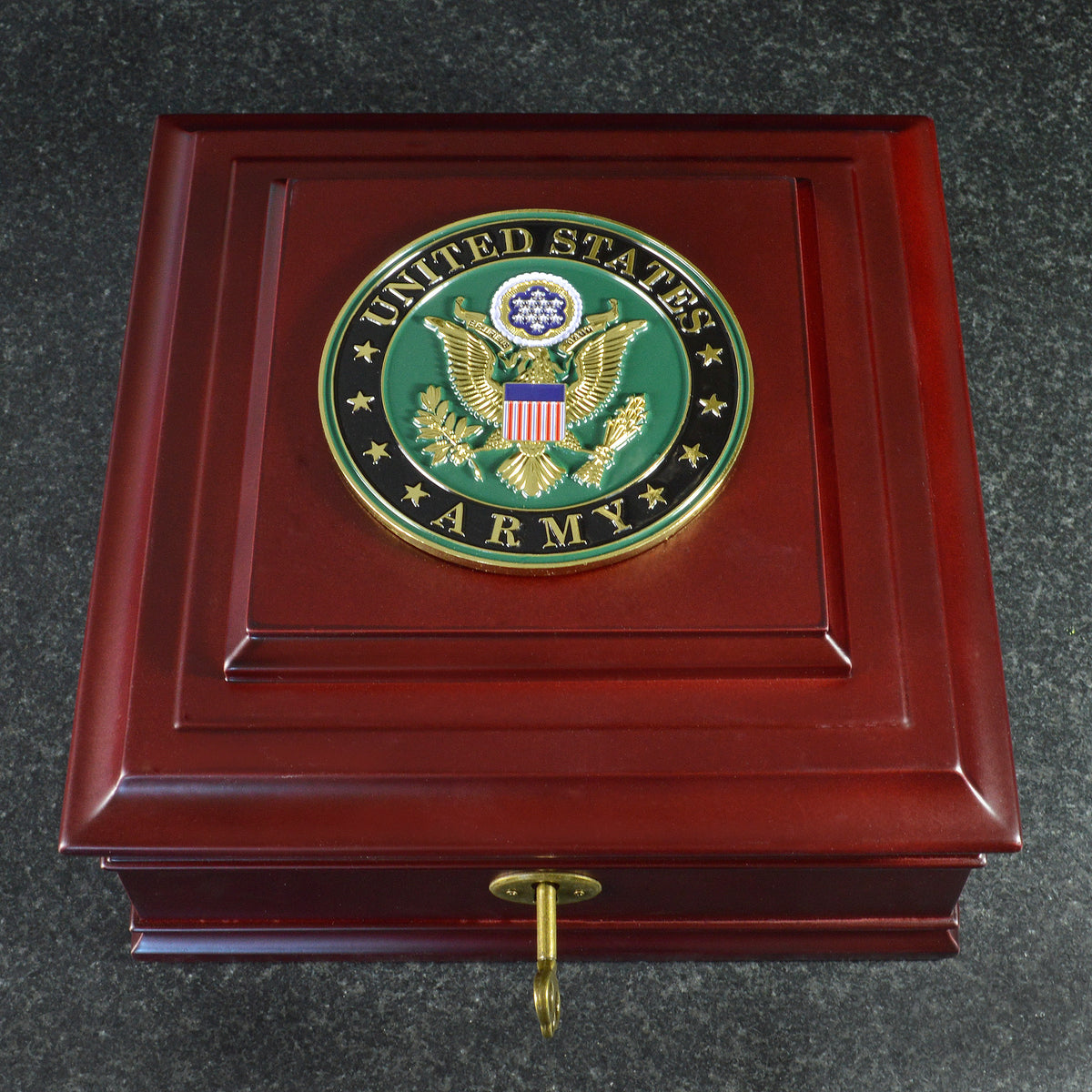 Red Military Box U.S. Army Medallion Wooden Box