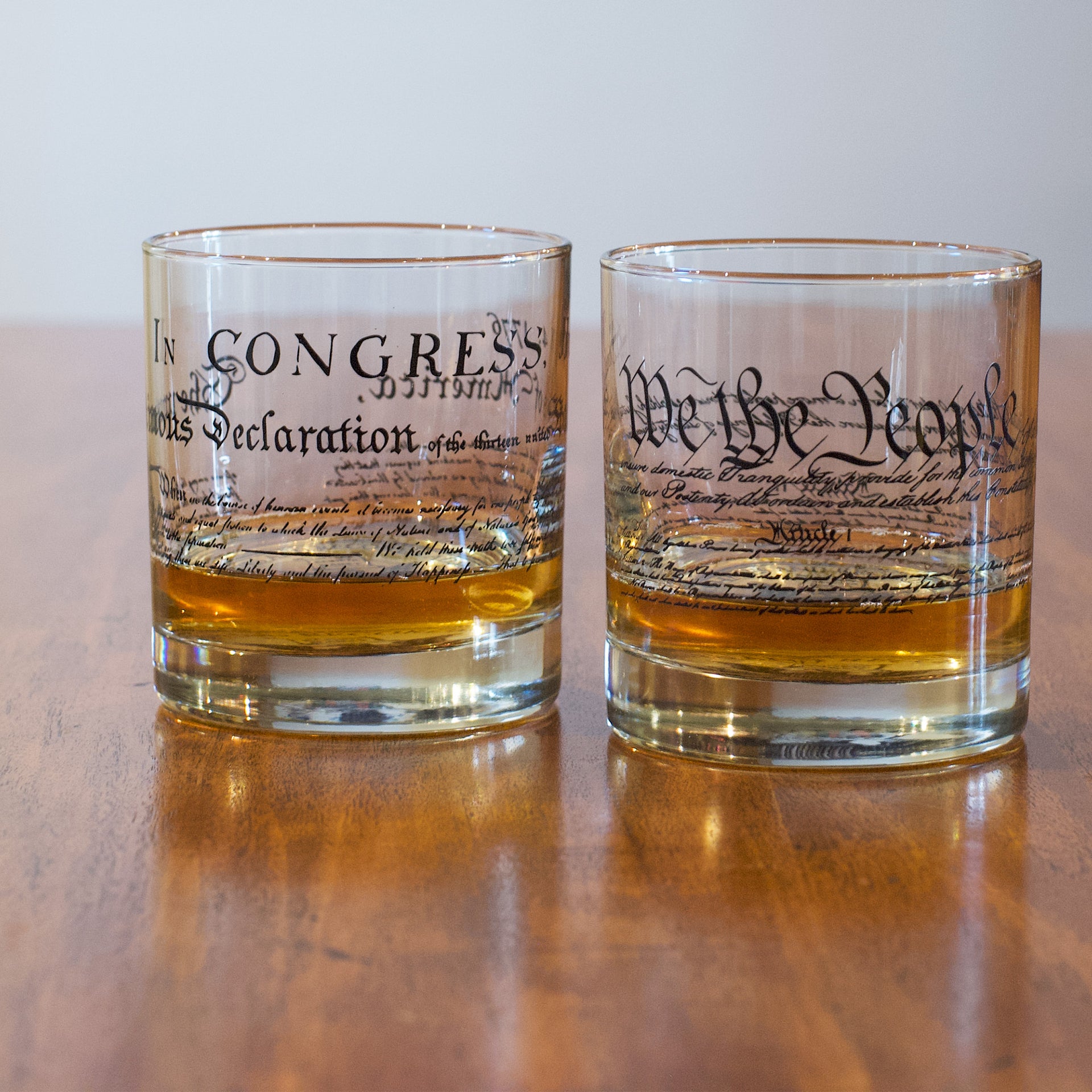 Declaration of Independence and U.S. Constitution Rocks Glass Set