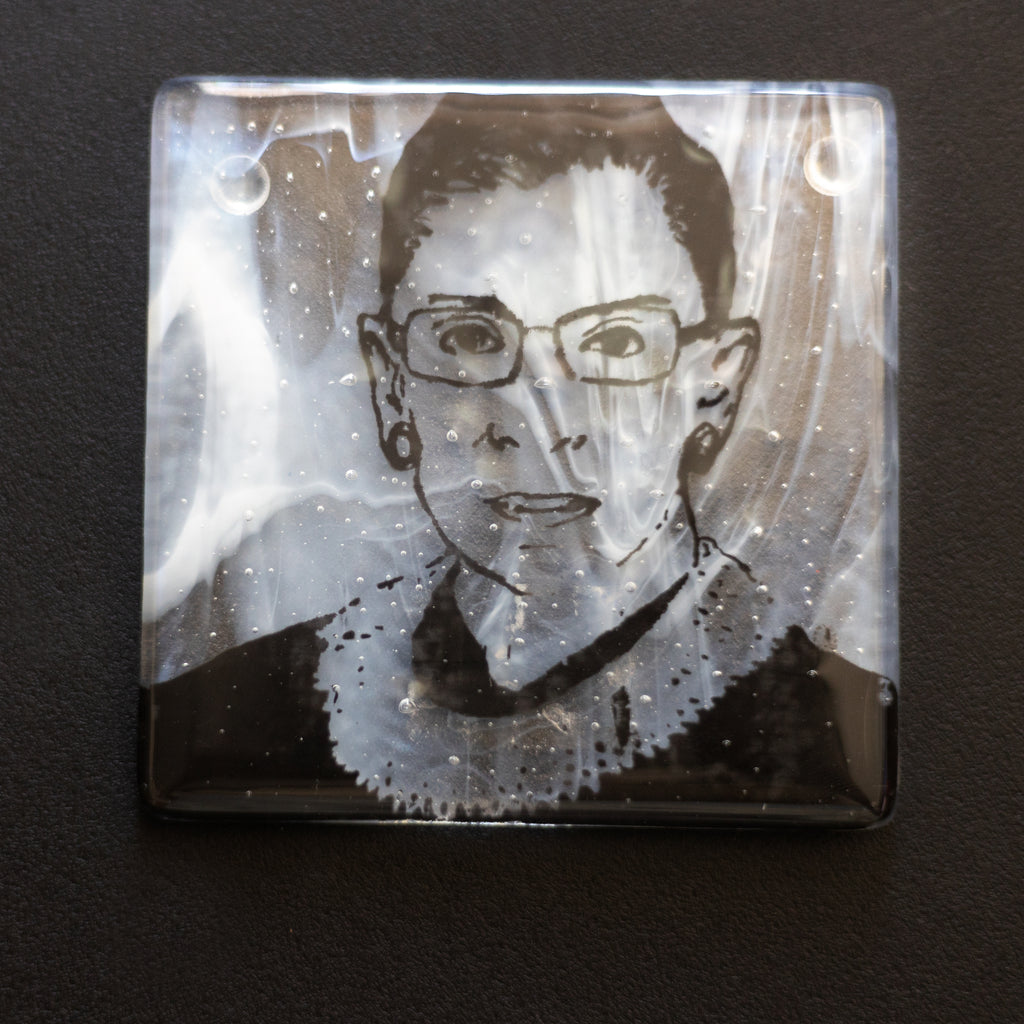 Ruth Bader Ginsburg Fused Glass Coaster