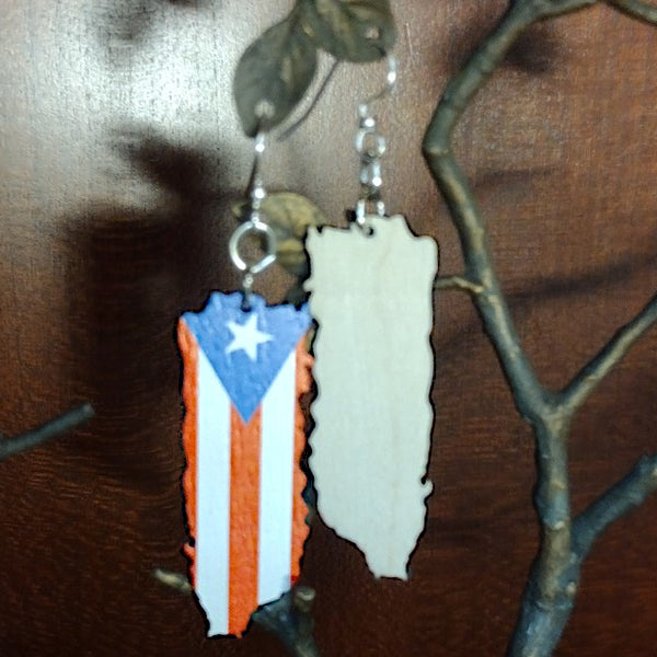 Puerto Rico Shaped Wooden Earrings National Archives Store