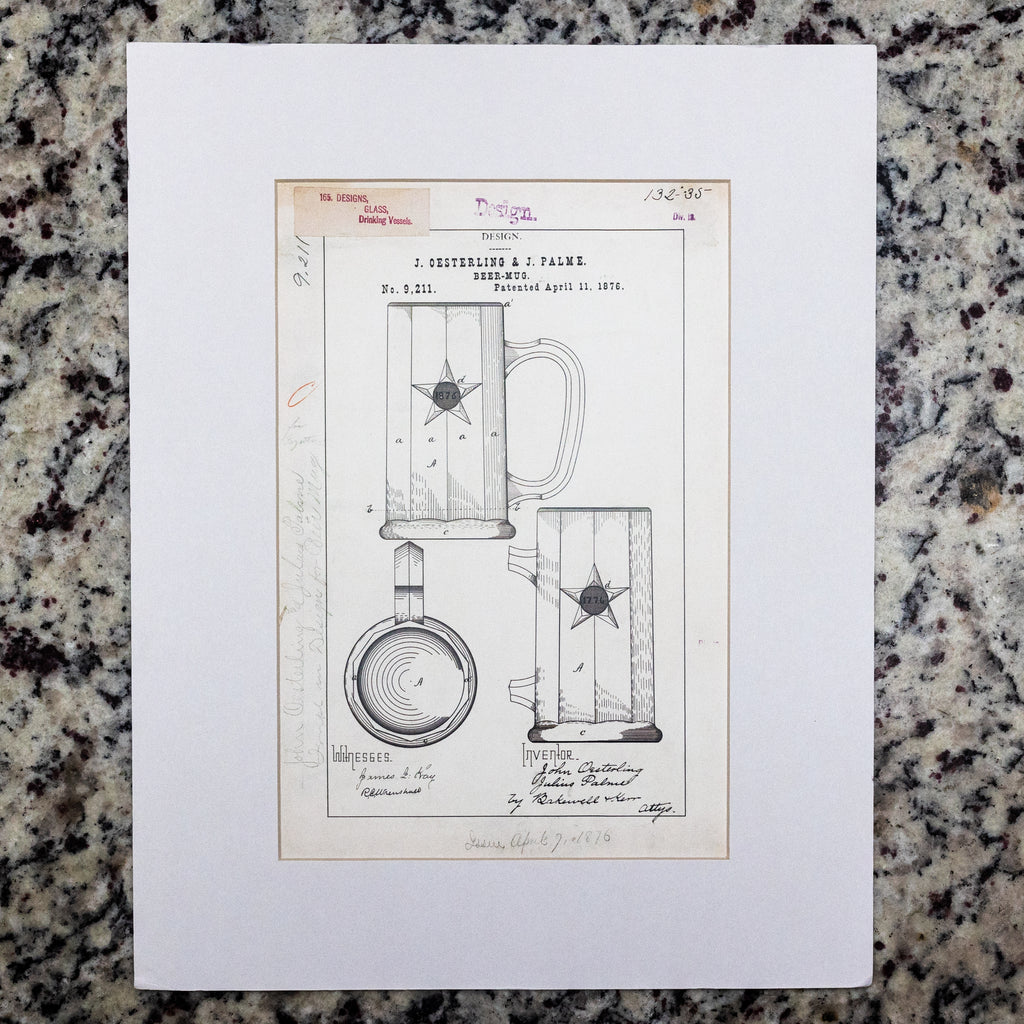 Beer Mug Patent Matted Print