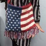 American Flag Bag with Long Strap and Tassels