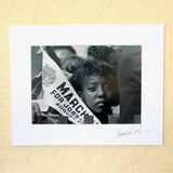 Young Woman at Civil Rights March Signed Matted Print