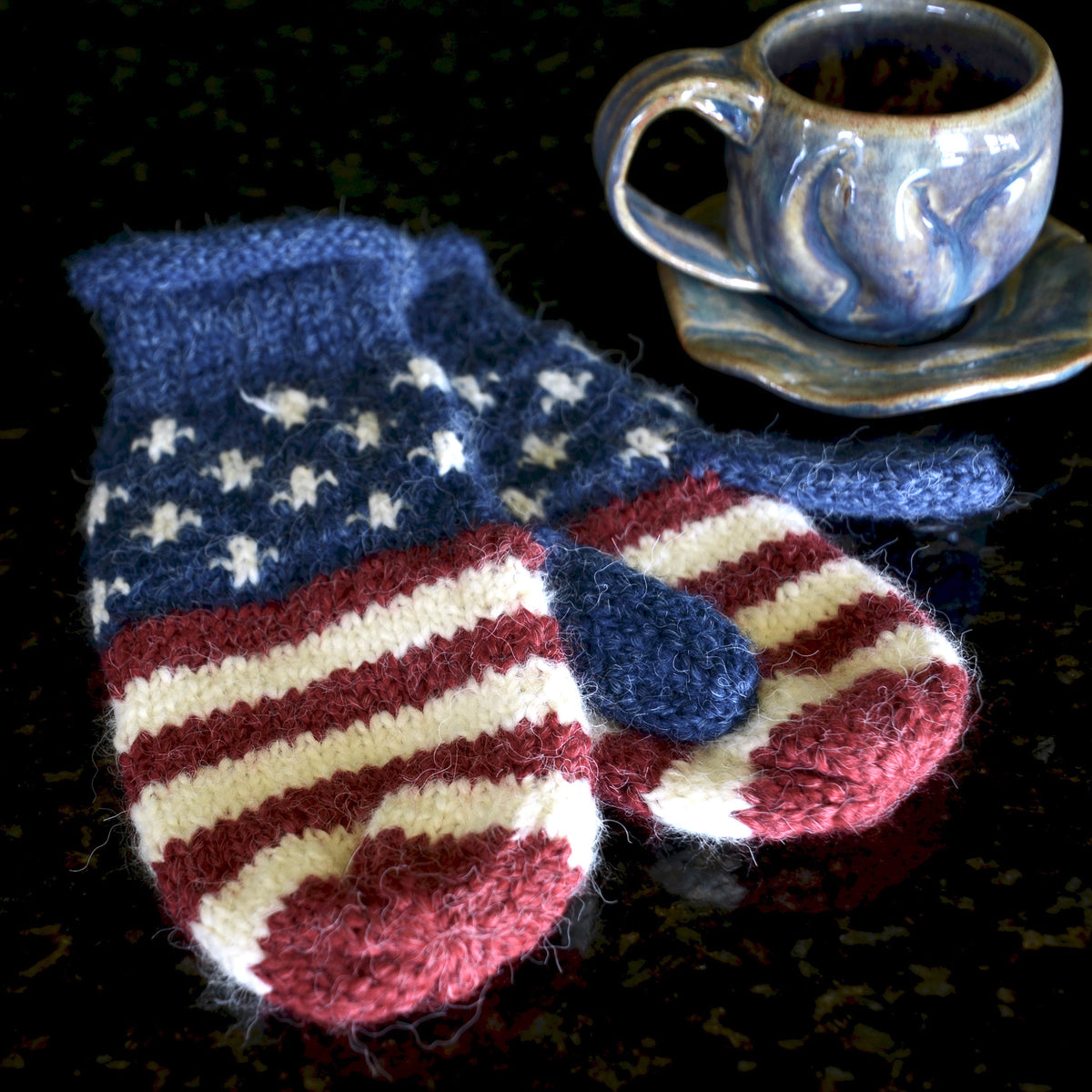 Patriotic Knitted Mittens