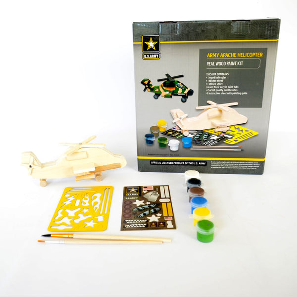 Real Wood Paint Kit: Army Apache Helicopter