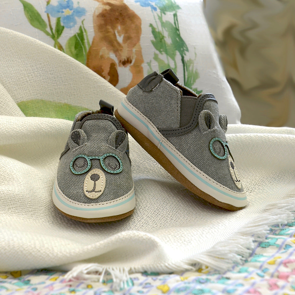 Brainy Bear Gray Baby Shoes