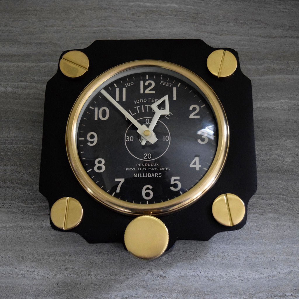Altimeter Black Wall Clock