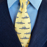 Yellow US Battleships Silk Tie