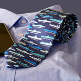 Blue US Aircraft Carriers Silk Tie