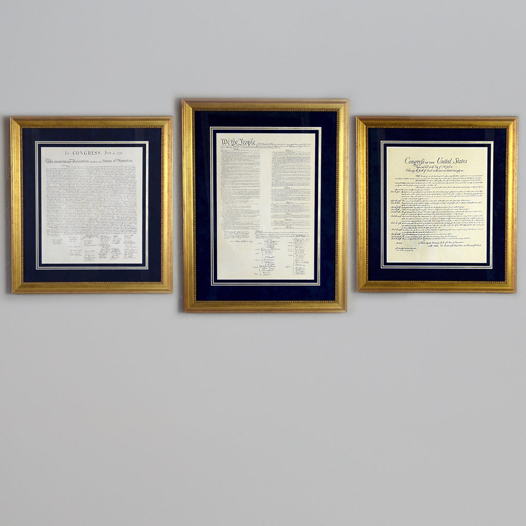 Premium Framed Charters of Freedom Bundle Antique Gold