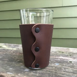 Embossed Leather United States Flag Coozie and Pint Glass